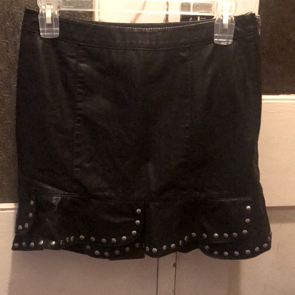 Free People black pleather studded skirt, size 0.